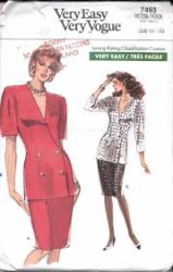 7493 EZ VOGUE 2 BREASTED TOP,  STRT SKIRT LENGTHS PATTERN 14-18 uncut